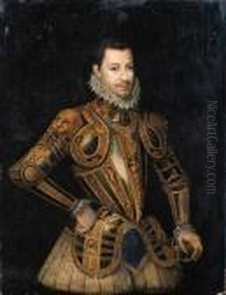 Ritratto Di Emanuele Filiberto,
Duca Di Chambery, A Mezza Figura,in Armatura Da Parata Ornata Dal Nodo
Savoia - view 1