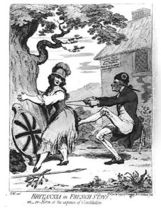 Britannia in French Stays or Re Form at the Expense of Constitution 2 by James Gillray