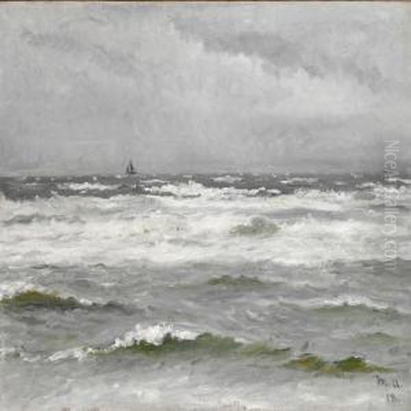 Sailing Ship At Sea In Cloudy Weather - view 1