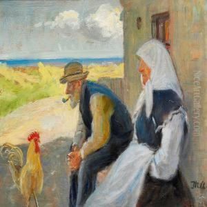 An Old Couple And A Cock, Skagen by Michael Ancher