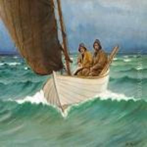 Two Fishermen In A Boat Off Skagen
