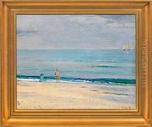 Kinder Am Sommerlichenstrand Von Skagen by Michael Ancher