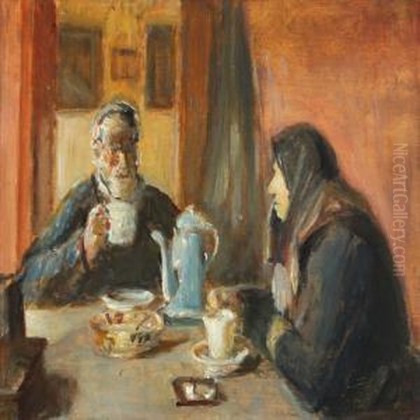 Interior With Couple Drinking A Cup Of Coffee - view 1