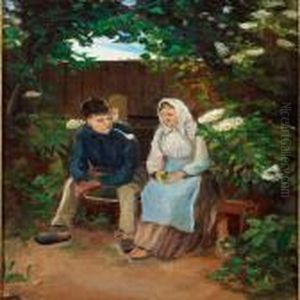 Two Sweethearts On A Bench by Michael Ancher
