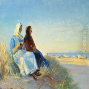 Two Fishermen'swifes In The Dunes At Skagen Sonderstrand