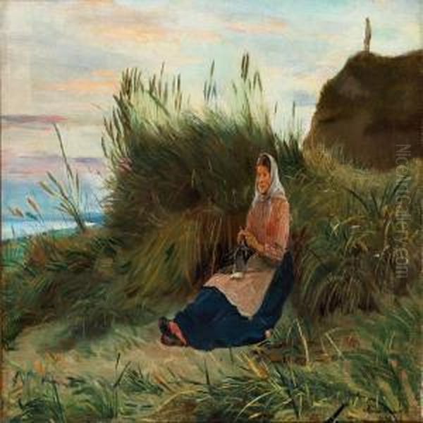 Fisherman's Wife In The Dunes by Michael Ancher