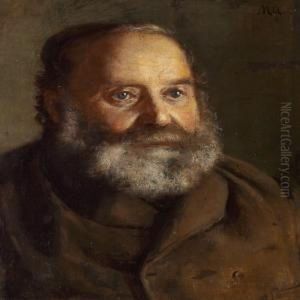 An Old Man With Round Cheeks, Blue Eyes And A Beard