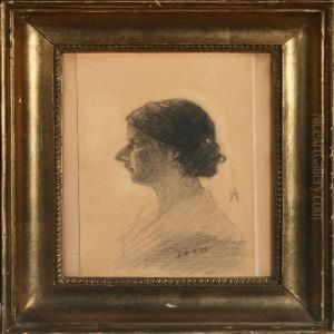 Profile Portrait Of A Woman Seated Face-to-left