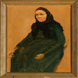 Young Woman In A Green Dress by Michael Ancher