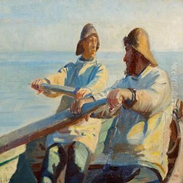 Two Fishermen In A Boat In The Sunshine - view 1