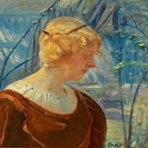 Portrait Of A Young Blond Woman In A Garden Portrait Of A Young Blond Woman In A Garden