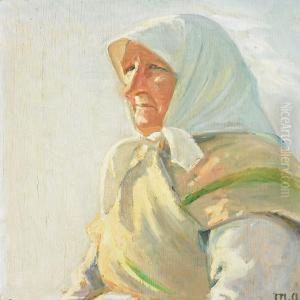 A Portrait Of A Fisherman's Wife In The Sun by Michael Ancher