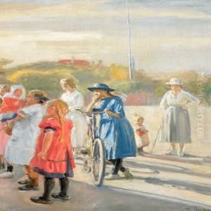 A Summerday In Skagen, Children Listening To The Fiddler by Michael Ancher