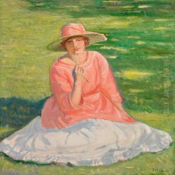Young Girl Sitting In A Garden - view 1