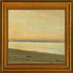 Sunset At Skagen Beach, Denmark by Michael Ancher