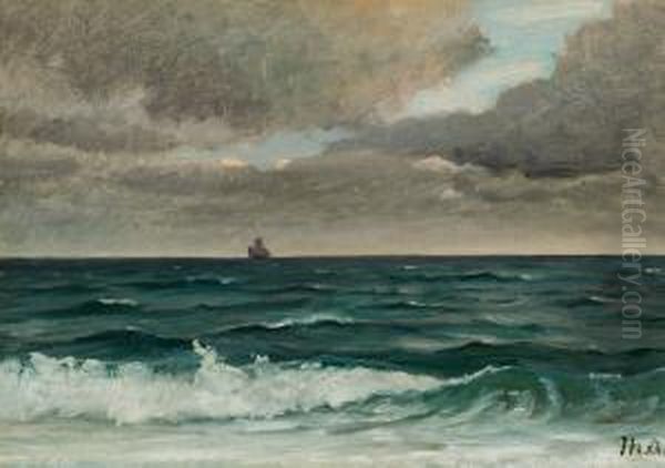 View Of The Sea With A Sailing Ship On The Horizon - view 1