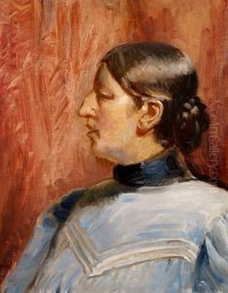 A Portrait Of The Artist's Wife, Anna Ancher, Seen In Profile - view 1