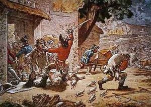 Society of United Irishmen Upon Duty raiding a farm for arms and food by James Gillray
