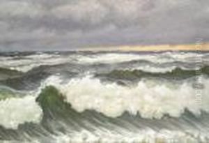 Waves Breaking On A Rainy Day, Skagen by Michael Ancher