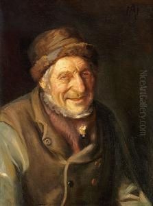 A Smiling Old Man From Skagen With A Bottle Tucked Into His Waistcoat