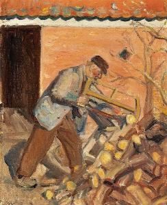 A Man Sawing by Michael Ancher