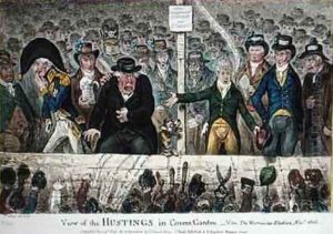 View of the Hustings in Covent Garden by James Gillray