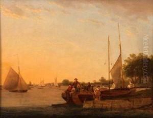 A View Of Bray On The Thames With Anglers On A
Barge And Other Shipping Beyond by William Anderson