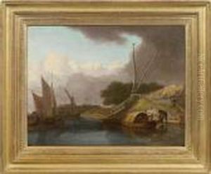 Hafen Mit Segelschiffen Und Fischern by William Anderson
