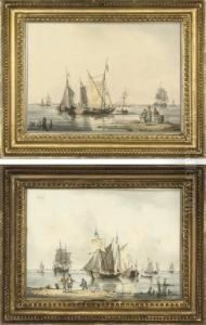 The Fishing Fleet Drying Their Sails
; And 
The Fishing Fleet Unloading Their Catch by William Anderson