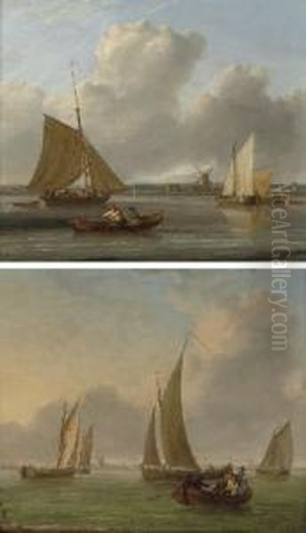 Traffic On The Thames, Down 
River From Greenwich Hospital; And Barges On The Thames, With A 
Passenger Ferry Heading For The Foreshore - view 1