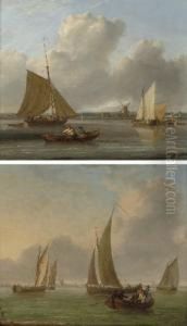Traffic On The Thames, Down 
River From Greenwich Hospital; And Barges On The Thames, With A 
Passenger Ferry Heading For The Foreshore by William Anderson