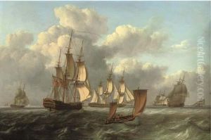 A Squadron Of Frigates Arriving At A Rendezvous With A Lugger Passing Them A Squadron Of Frigates Arriving At A Rendezvous With A Lugger Passing Them