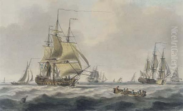 Royal Naval Frigates And Other Shipping In The Downs - view 1