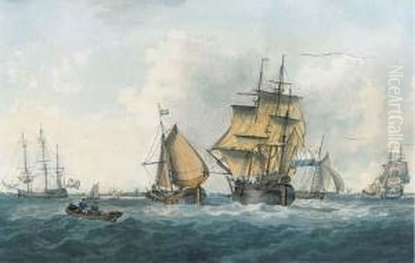 Dutch Traders And Barges Off The Low Countries - view 1