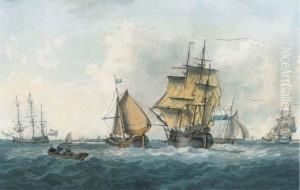 Dutch Traders And Barges Off The Low Countries