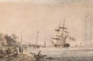 A Packet Ship In An Estuary