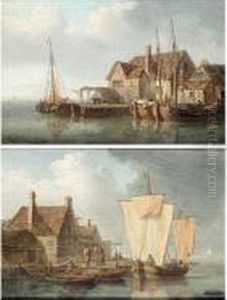 Quayside Scenes With Dutch Barges by William Anderson
