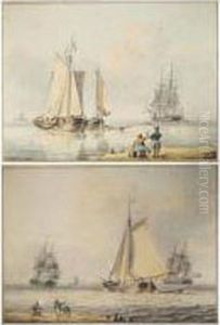 Barges Off The Coast by William Anderson
