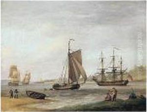 An Estuary With Shipping by William Anderson