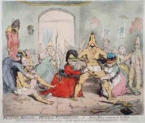 Flannel Armour Female Patriotism or Modern Heroes Accoutred for the Wars by James Gillray