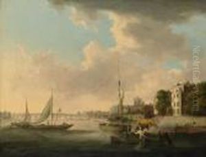 View On The River Thames With Westminster Bridge And Westminsterabbey Beyond by William Anderson