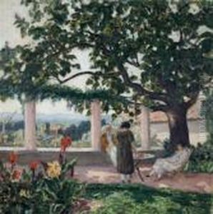 Sur La Terrasse A Laudun by Albert Andre