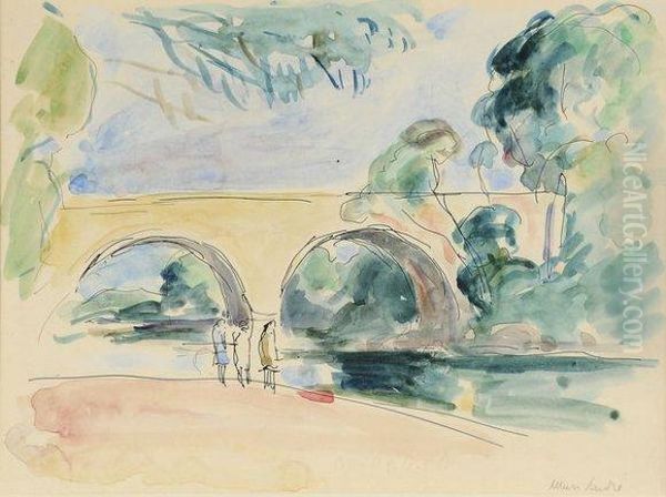 Trois Personnages Au Pied D'un Pont - view 1