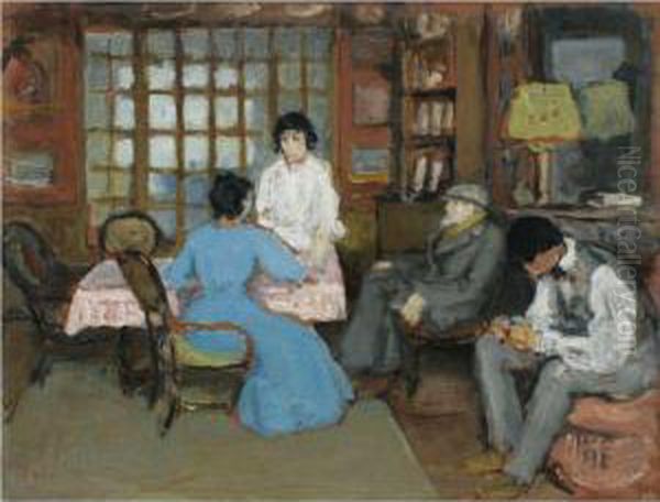 Scene D'interieur, Auguste Renoir Et Son Fils Aine Pierre - view 1
