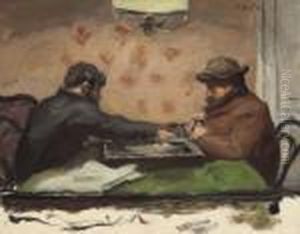 Partie De Jacquet, Emmanuel Hocquard Et Georges D'espagnat by Albert Andre