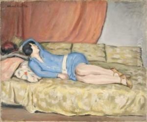 Jeune Femme Endormie Sur Un Divan by Albert Andre