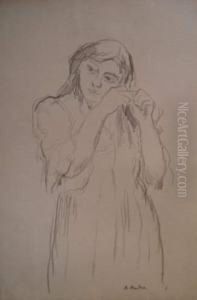 Jeune Fille Se Coiffant