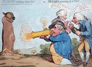 Patriots amusing themselves or Swedes practising at a Post 2 by James Gillray