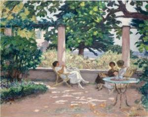 Property From An Important Private Collection
Trois Jeunes Femmes Sur Une Terrasse A Laudun by Albert Andre
