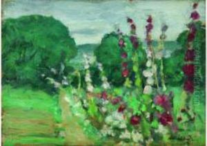 Paysage Aux Roses Tremieres Paysage Aux Roses Tremieres